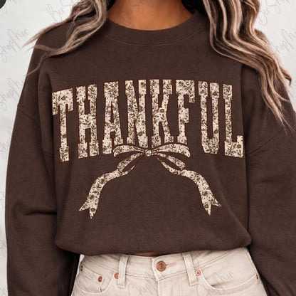 neutral floral thankful clear film screen print