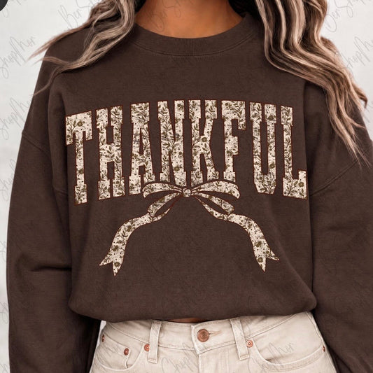 neutral floral thankful clear film screen print