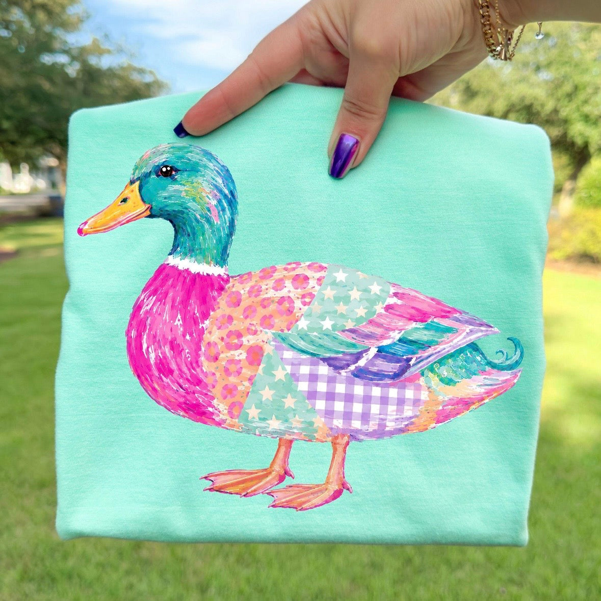 watercolor mallard duck clear film screen print