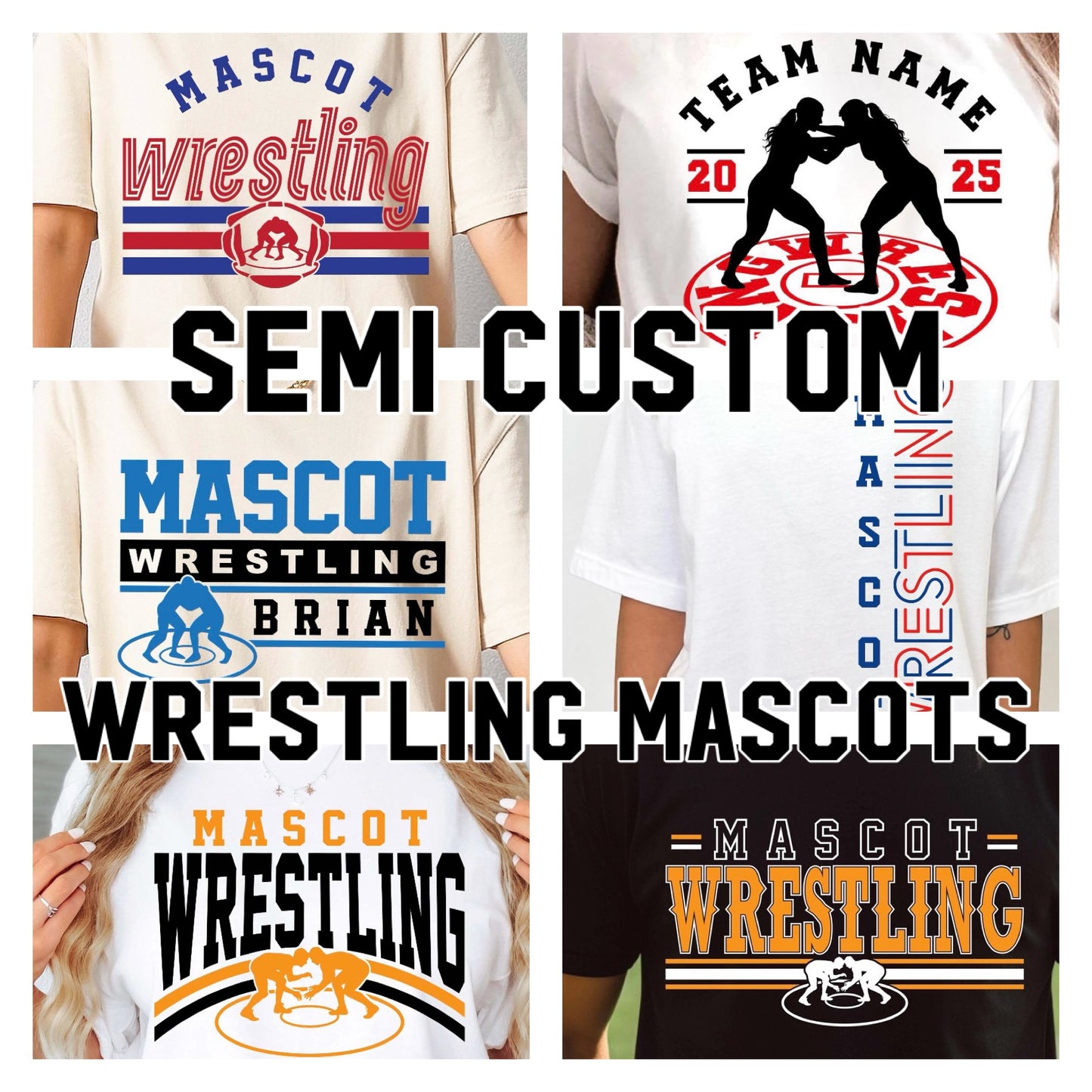 semi-custom WRESTLING mascot (design set up only)