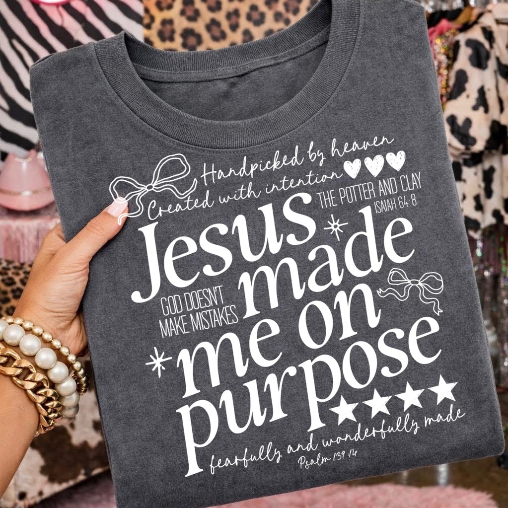 Jesus made me on purpose screen print transfer