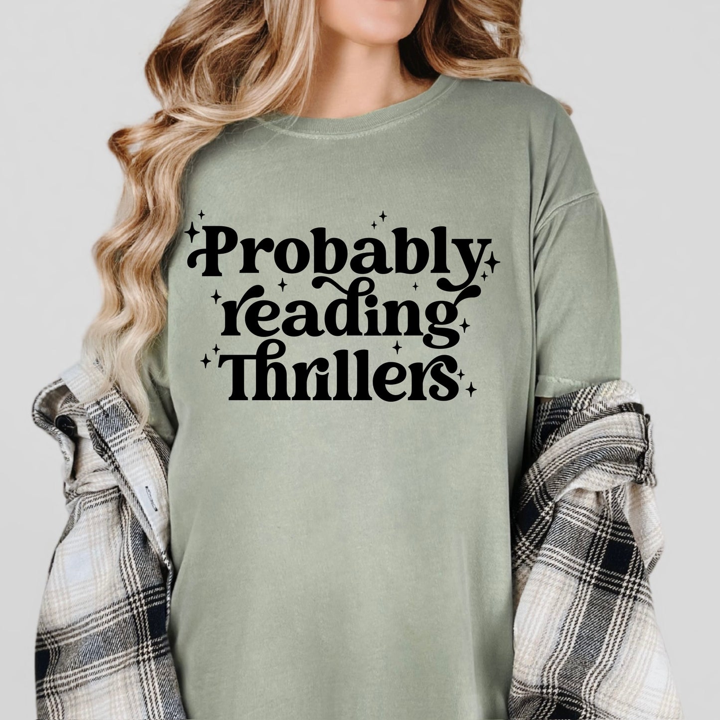 Probably reading thrillers screen print transfer•