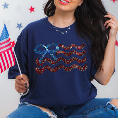 PRE-ORDER Spangle Transfer - BOW american flag 7-10 biz day tat