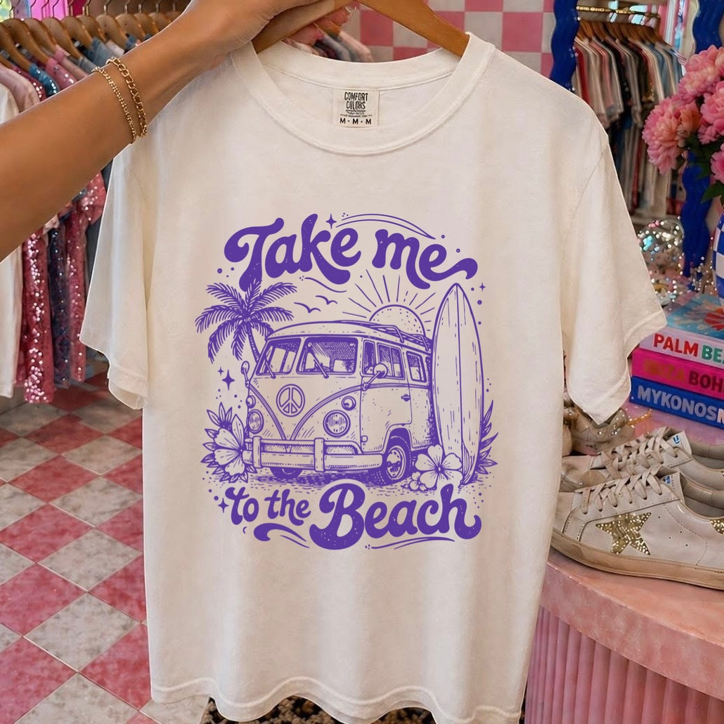 take me to the beach screen print transfer•
