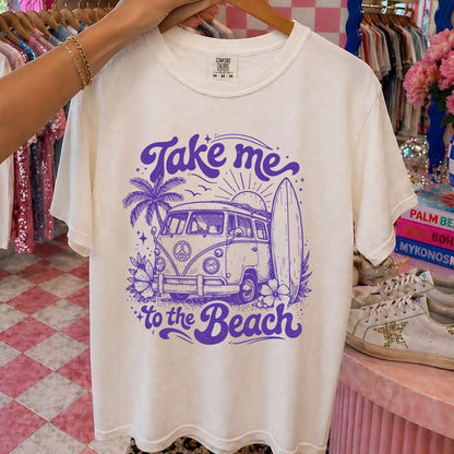 take me to the beach screen print transfer•