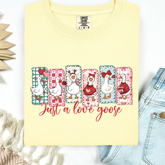 just a love goose clear film screen print