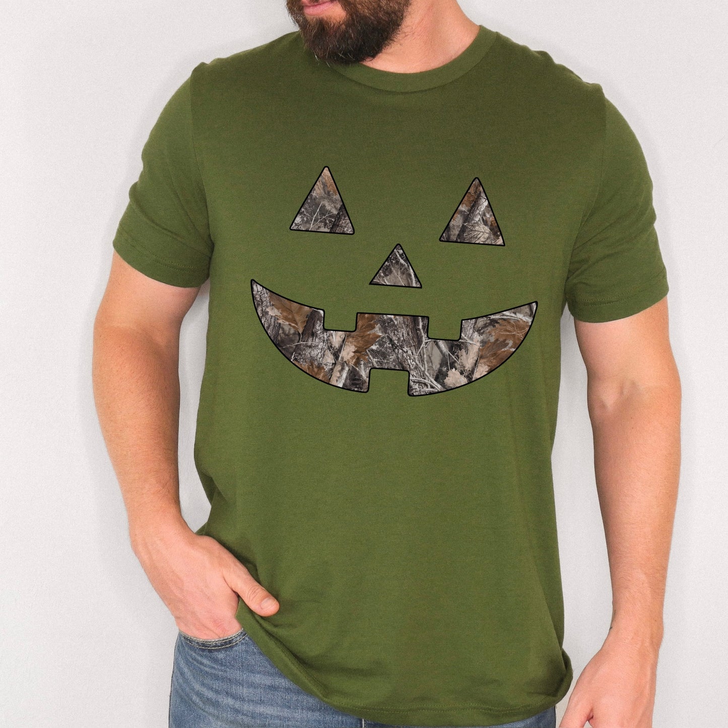 camo jackolantern clear film screen print
