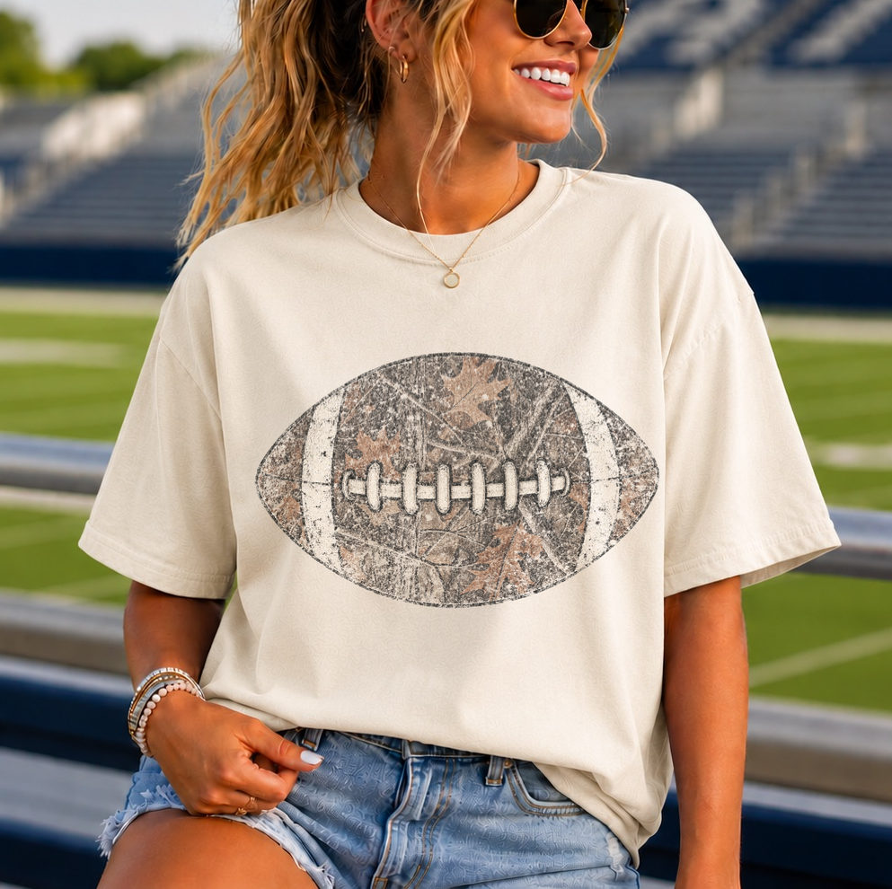 camo football clear film screen print