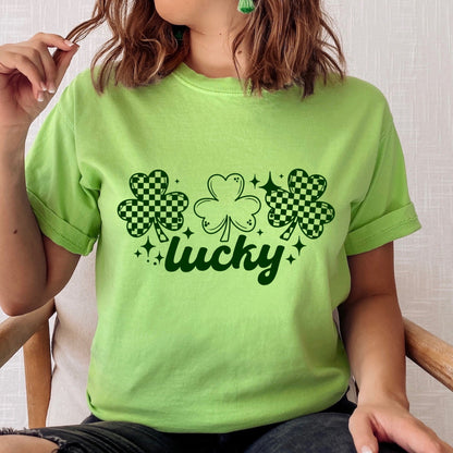 Lucky checker clovers screen print transfer