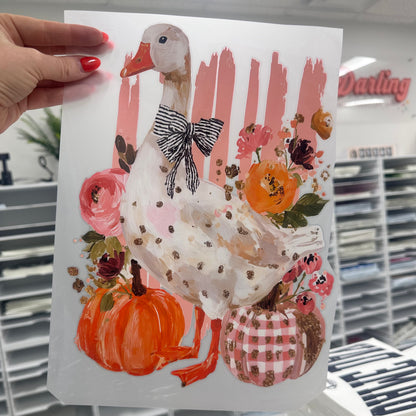 autumn goose clear film screen print