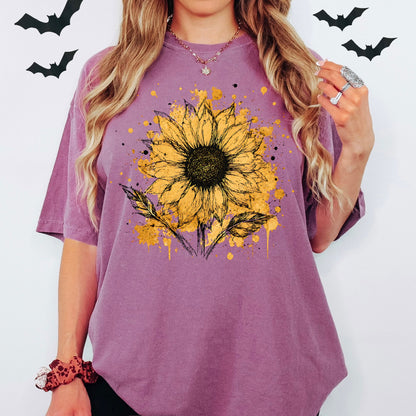 sunflower splatter clear film screen print
