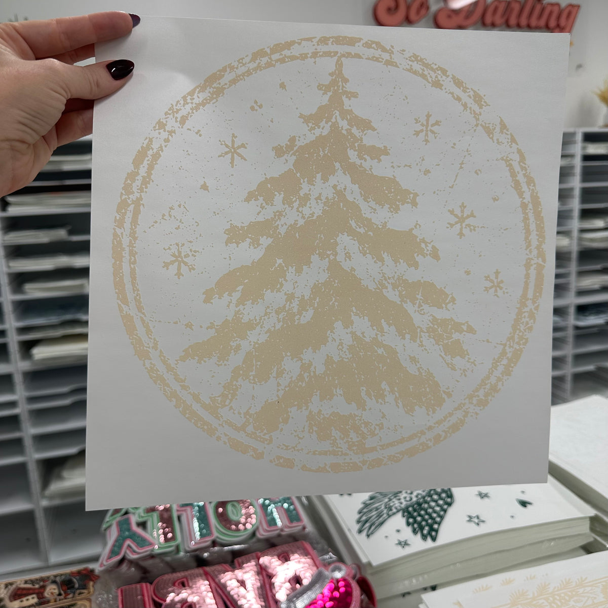 winter tree screen print transfer•