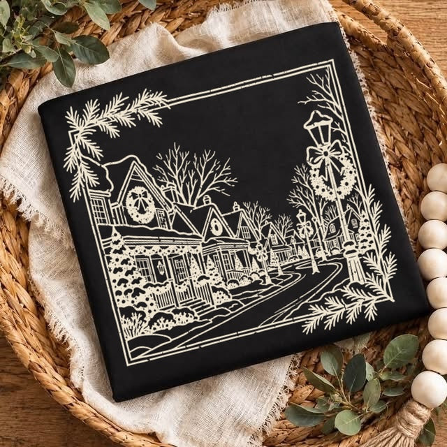 christmas village screen print transfer•