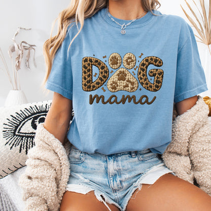 Dog mama faux yarn clear film screen print