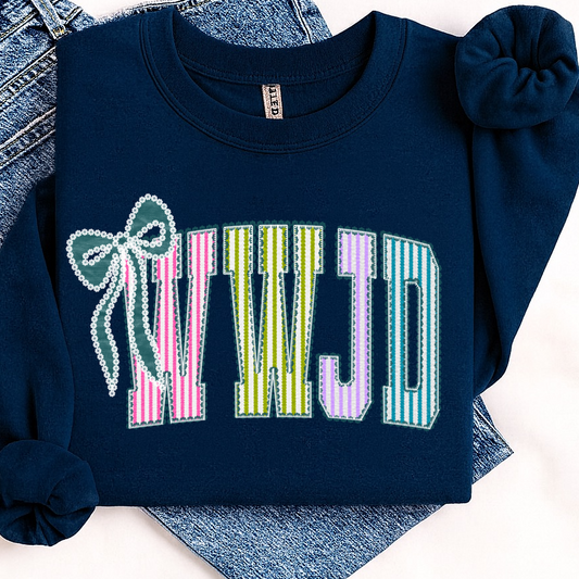 WWJD preppy clear film screen print