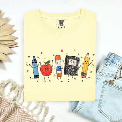school supply doodles clear film screen print