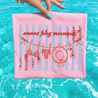 wanna play mermaids? clear film screen print•