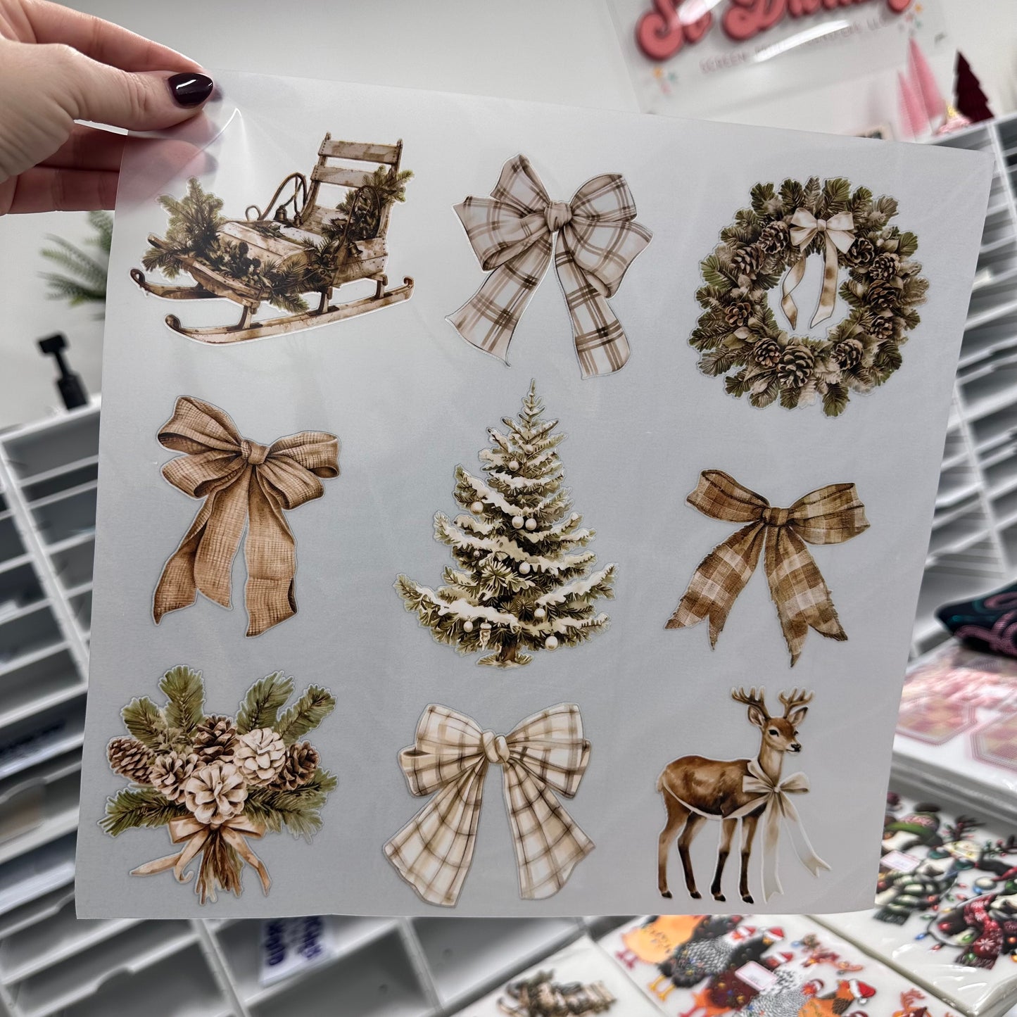 neutral christmas collage clear film transfer