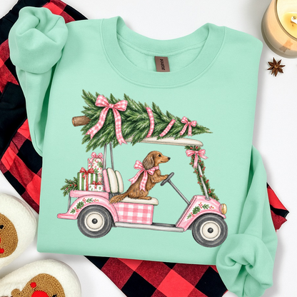 PRE-ORDER preppy christmas golf cart DTF 5-7 biz day tat