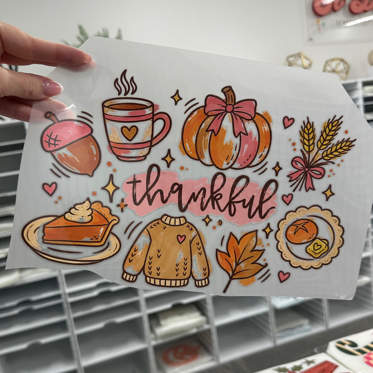 thankful doodles clear film screen print•
