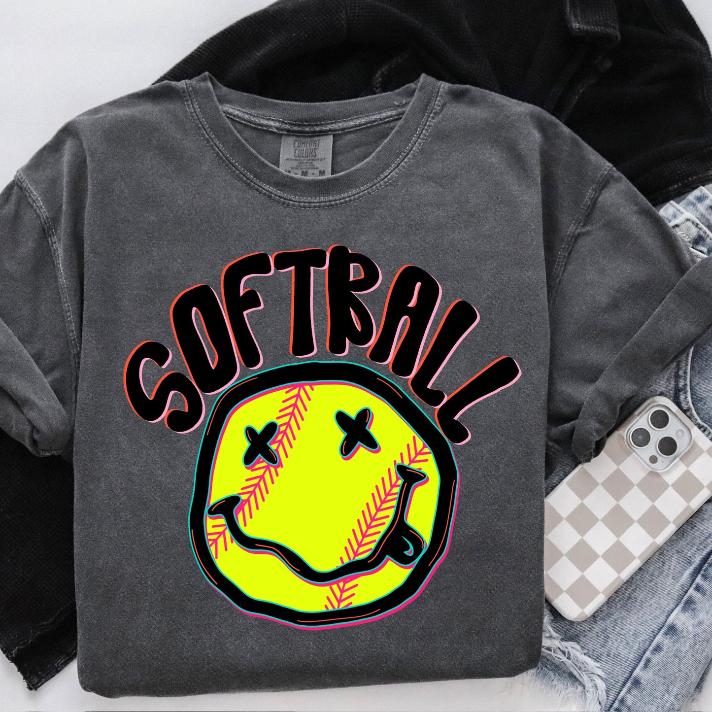 SOFTBALL smile clear film screen print