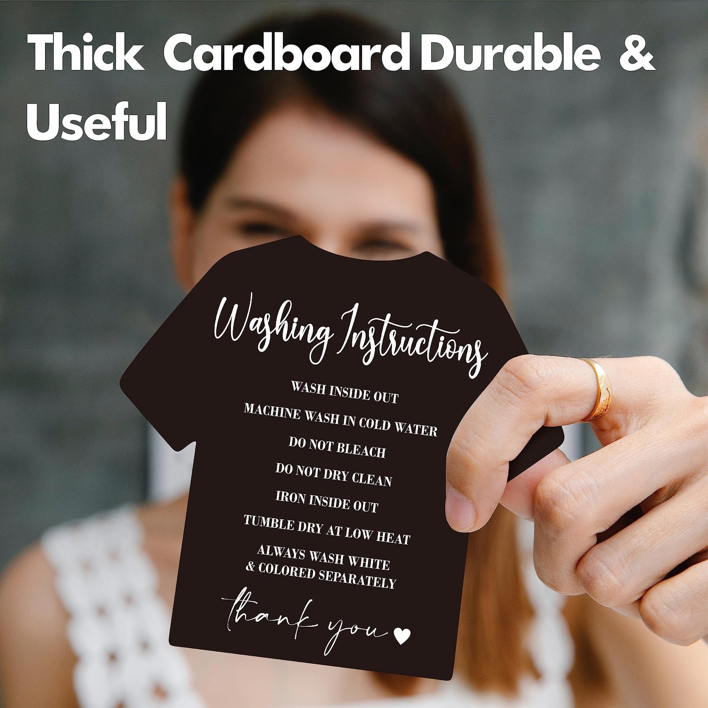 200 PCS Washing Instruction Cards, Clothes T Shirt Cleaning Care Instruction Insert Customer Direction Card for Small Business Packaging Online Shop Owner (3.6” x 3.4”)