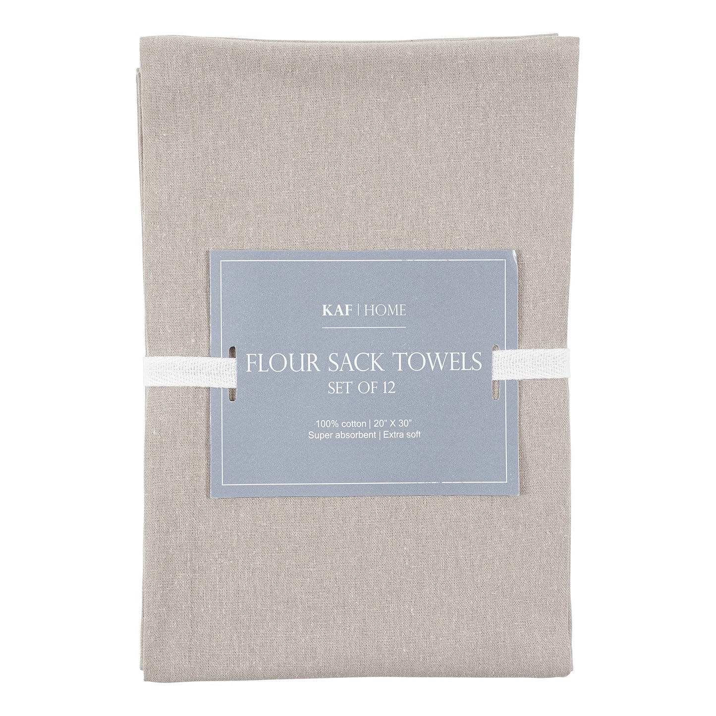 KAF Home Set of 12 Flat Flour Sack Embroidery/Craft Gray Kitchen Towels, 100-Percent Cotton (20 x 30-Inches) (Gray)