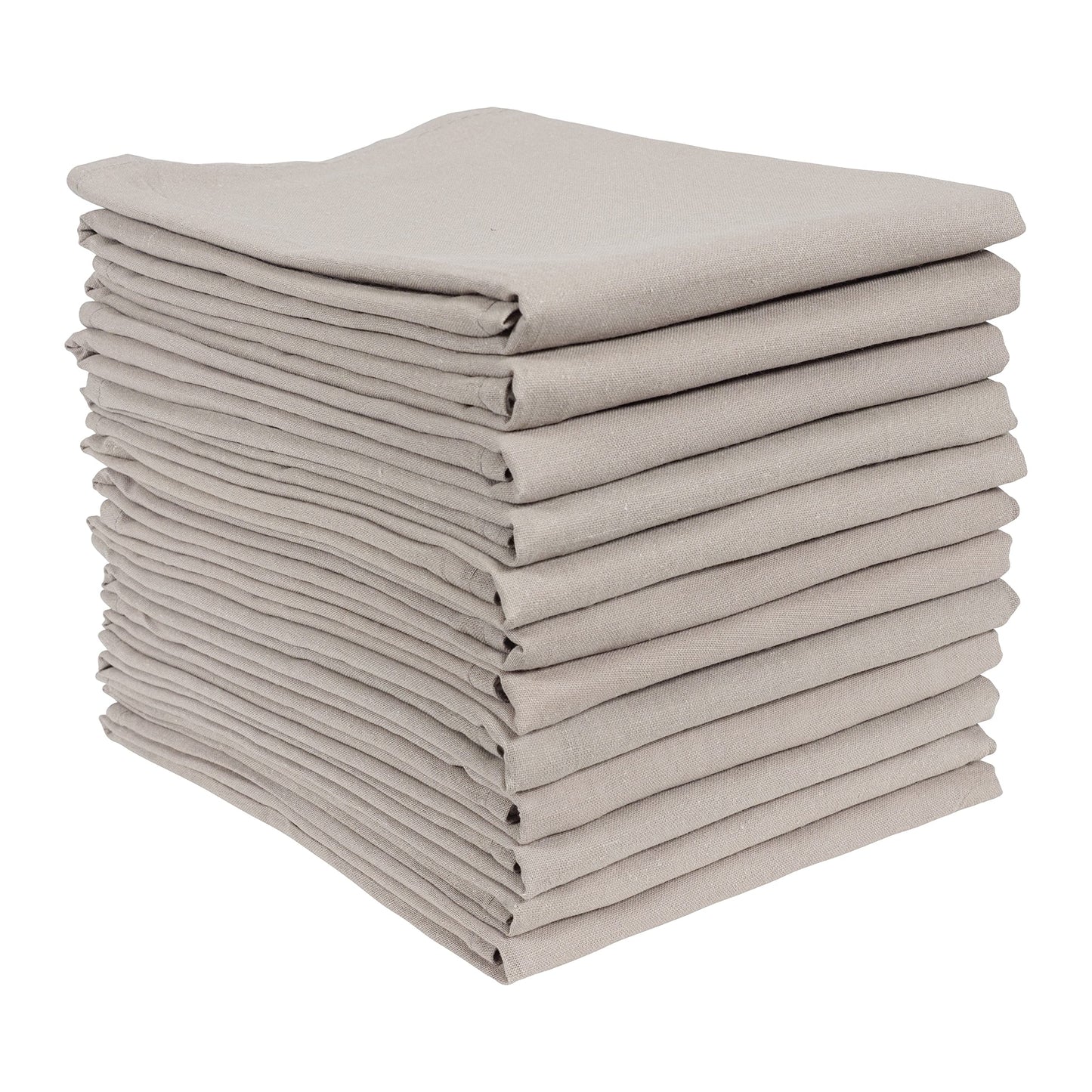 KAF Home Set of 12 Flat Flour Sack Embroidery/Craft Gray Kitchen Towels, 100-Percent Cotton (20 x 30-Inches) (Gray)