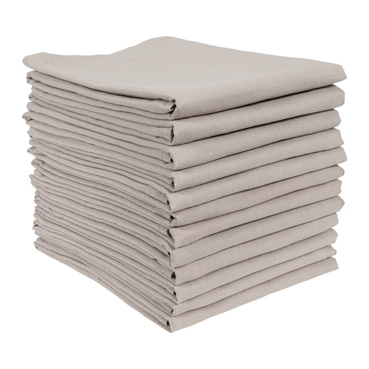 KAF Home Set of 12 Flat Flour Sack Embroidery/Craft Gray Kitchen Towels, 100-Percent Cotton (20 x 30-Inches) (Gray)