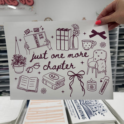 burgundy just one more chapter screen print transfer•