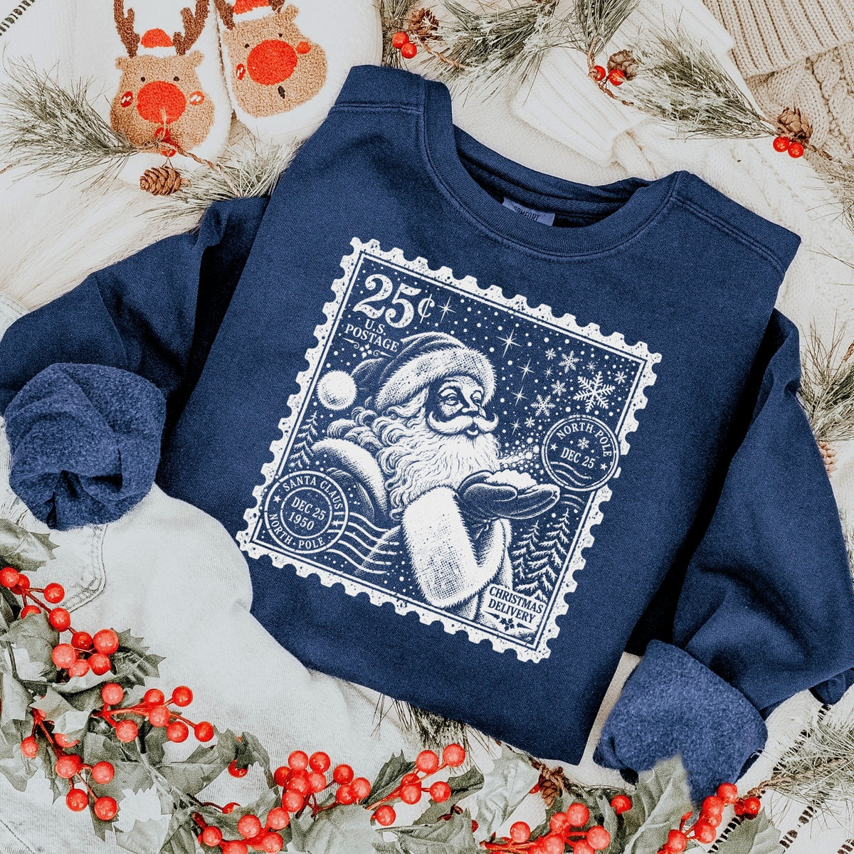 santa stamp screen print transfer