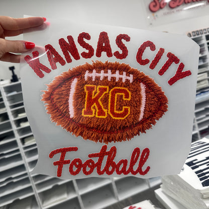 Faux yarn Kansas City Football clear film transfer