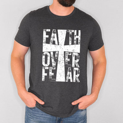 faith over fear cross screen print transfer•