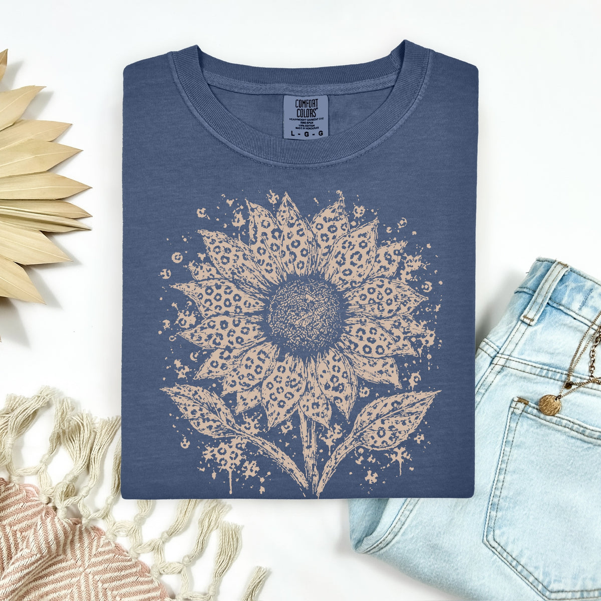 leopard sunflower screen print transfer
