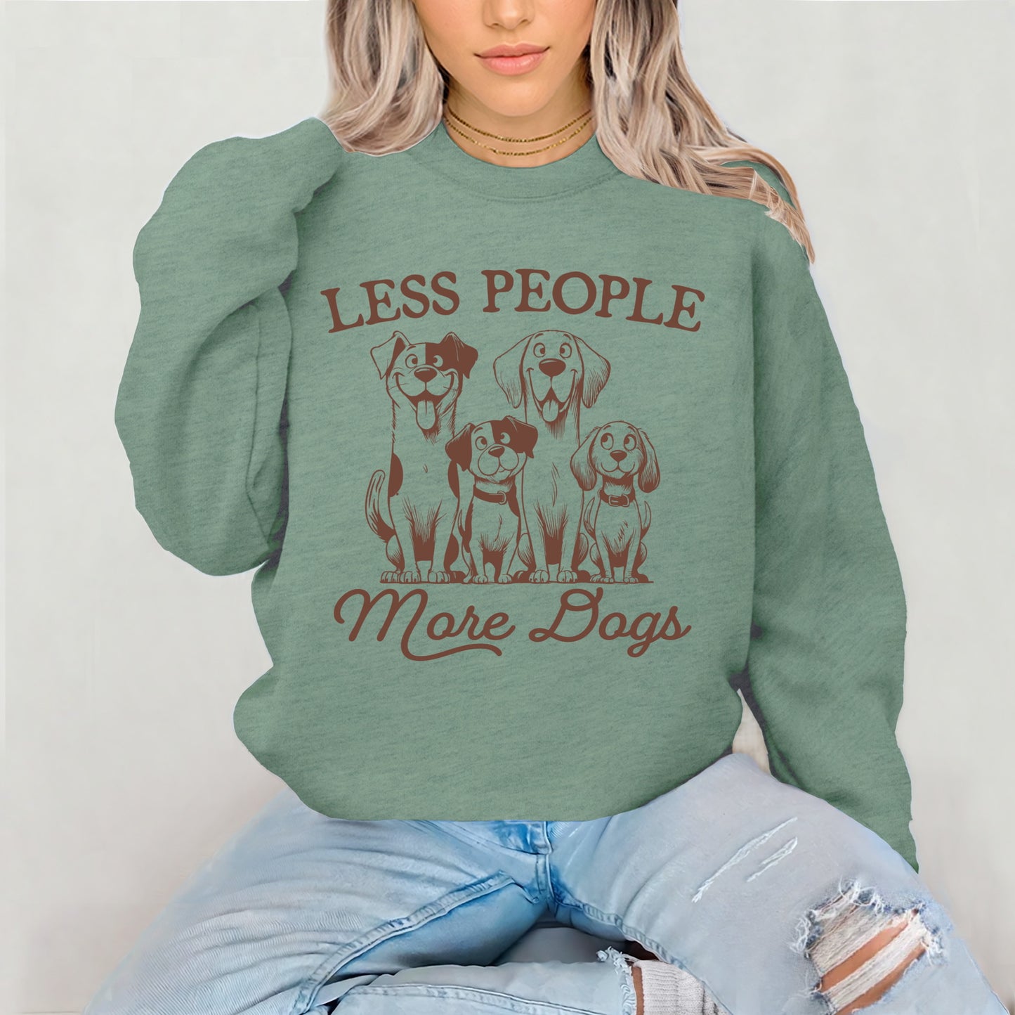 less people more dogs screen print transfer