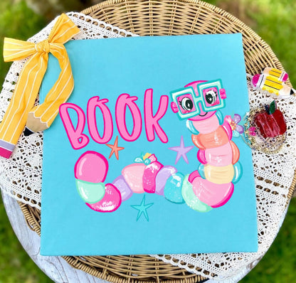 book worm clear film screen print