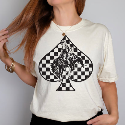 WESTERN CHECKERED SPADE SCREEN PRINT TRANSFER