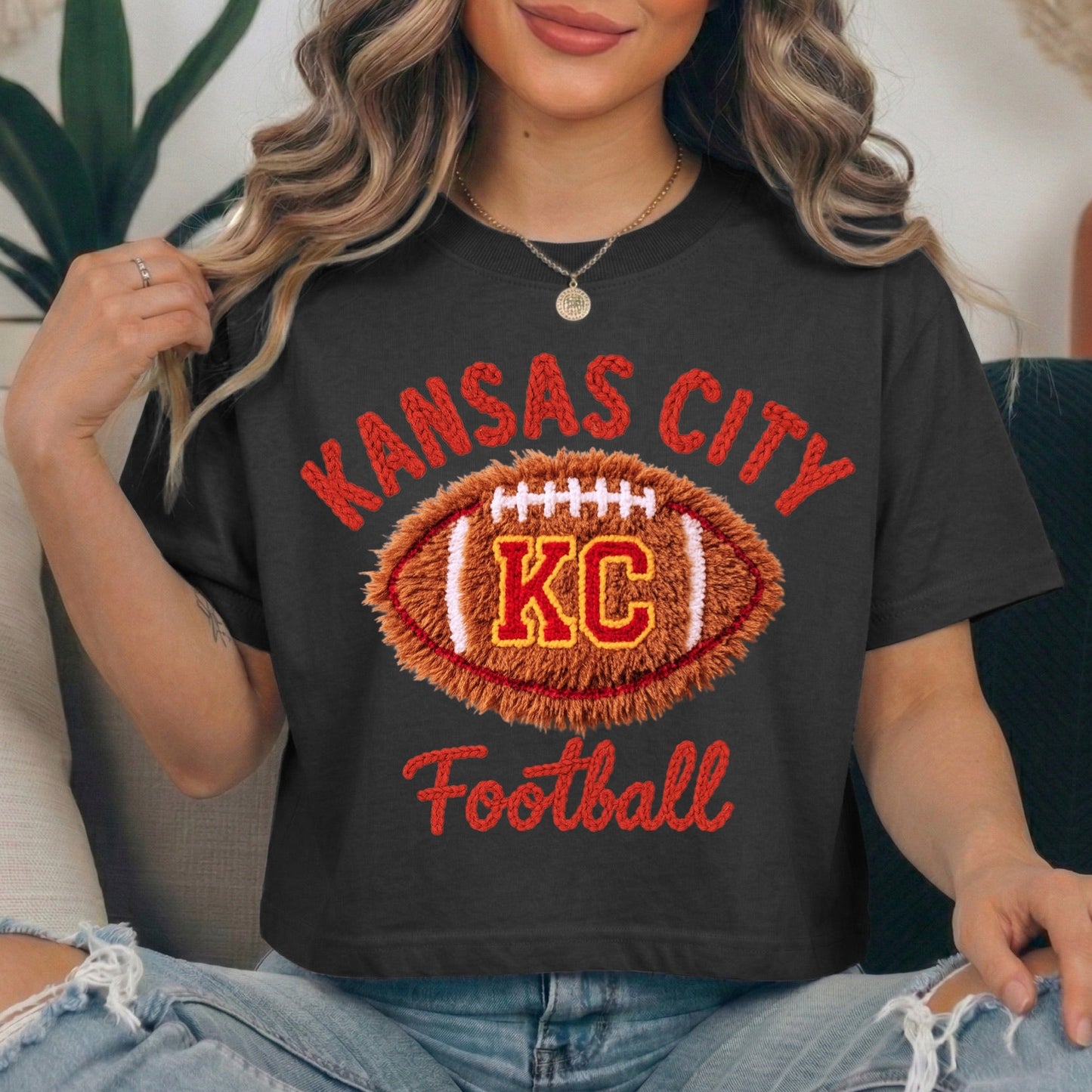Faux yarn Kansas City Football clear film transfer