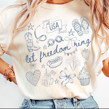 let freedom ring doodles screen print transfer