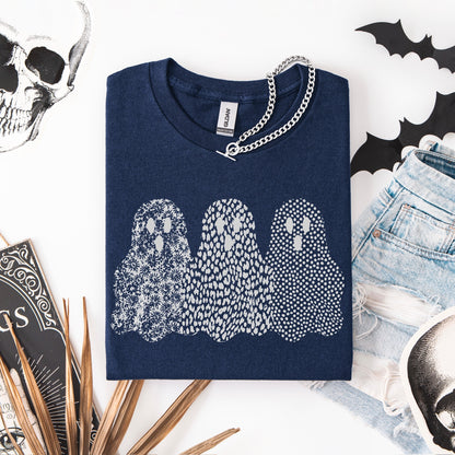 metallic silver ghost trio screen print transfer•