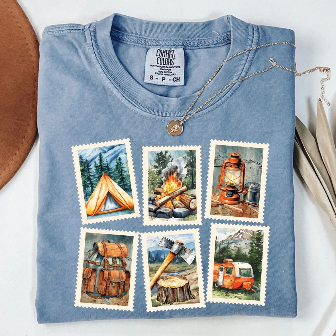 camping stamps clear film screen print