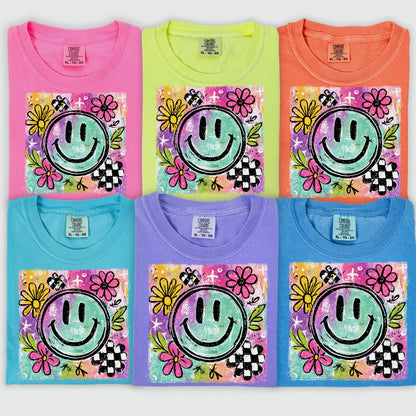 summer smiley clear film screen print