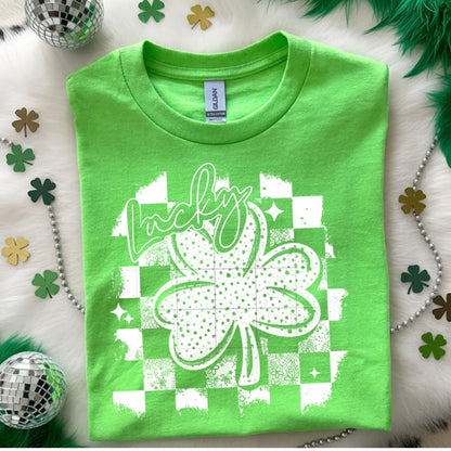 Lucky checker clover screen print transfer