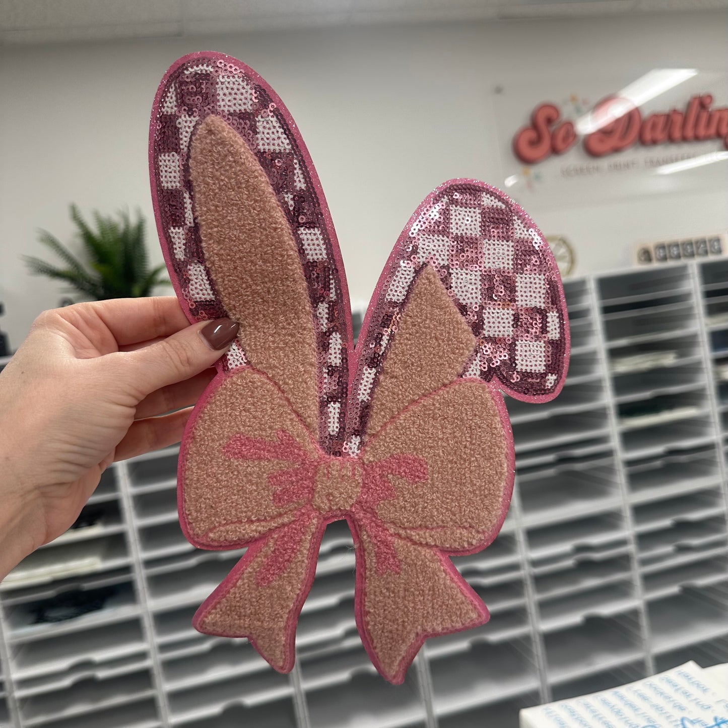 Sequins Patch - Bunny Ears pink