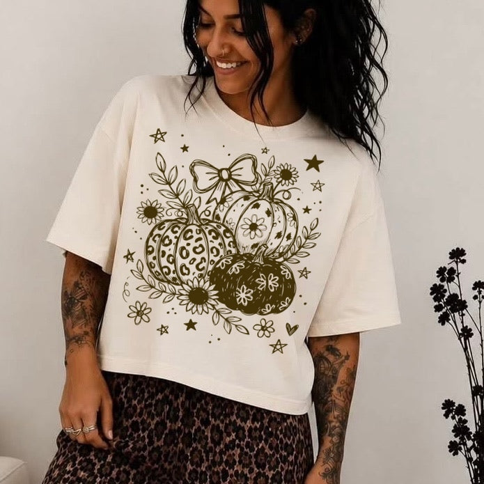 whimsy brown ink pumpkins screen print transfer•