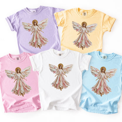 hand painted angel clear film screen print