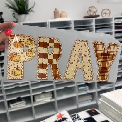pray fall clear film screen print