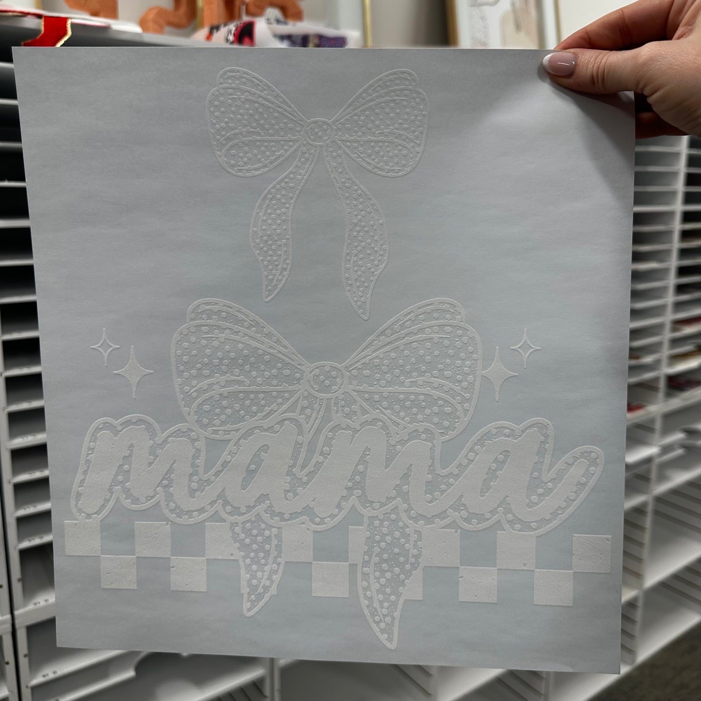 MAMA BOW FULL & POCKET SCREEN PRINT TRANSFER