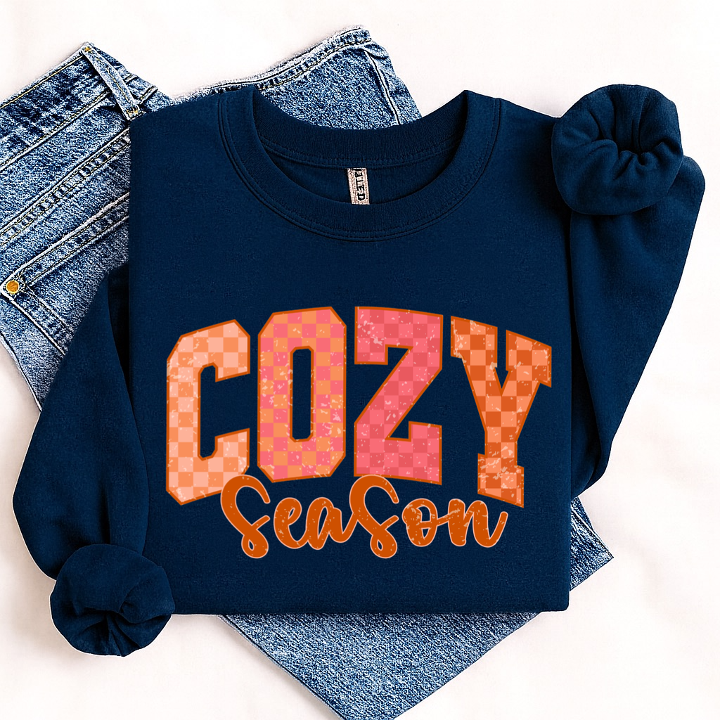 cozy season checker clear film screen print