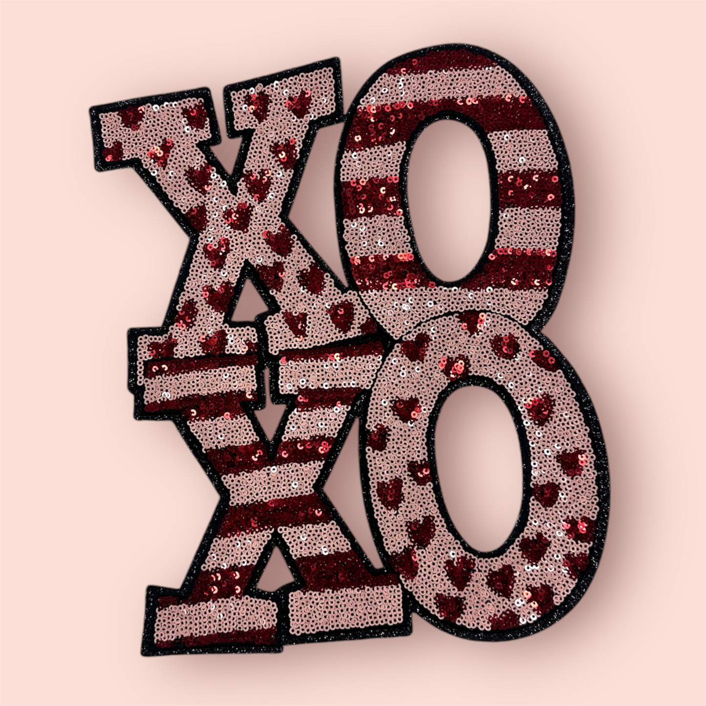 Sequins Patch - XOXO pink & red